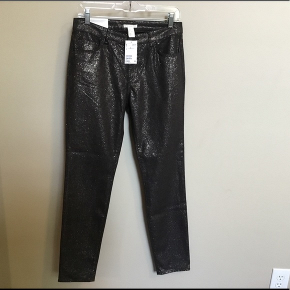 Hm Black Glitter Skinny Jeans 